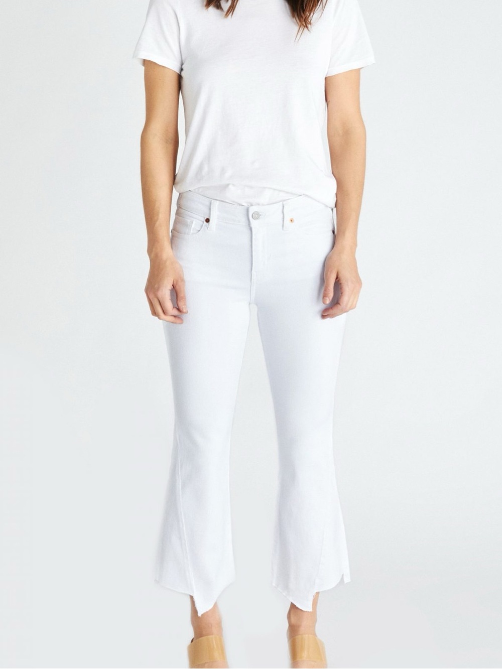 NWT Etica Micki White Dawn Mid Rise Kick Flare Jeans | Size 25